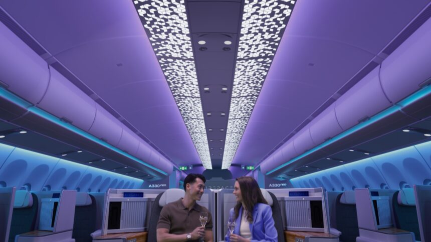 • Electro-dimmable windows in business class for adjustable ambience