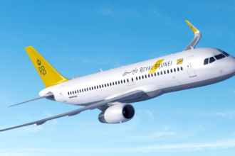 Royal Brunei Airlines Airbus A320neo in flight, representing the airline’s digital maintenance transformation.
