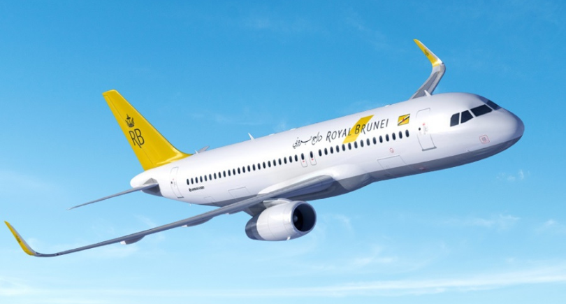 Royal Brunei Airlines Airbus A320neo in flight, representing the airline’s digital maintenance transformation.