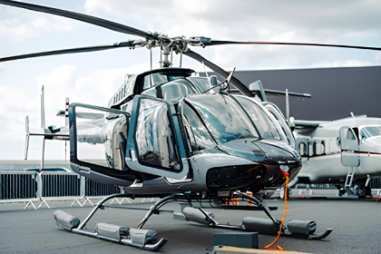 Bell 407GXi helicopter with luxury Designer Series interior at Farnborough