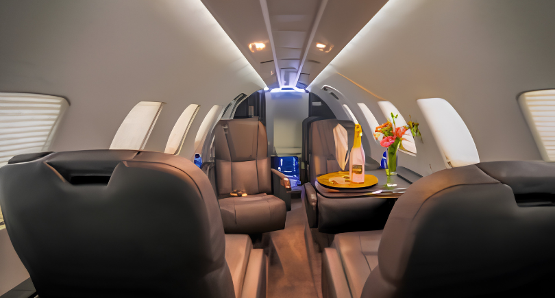 Business jet cabin reflects sustainable interiors and circular cabin innovation.