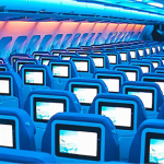 Aircraft cabin highlights digital MRO and reverse-engineered interior components.