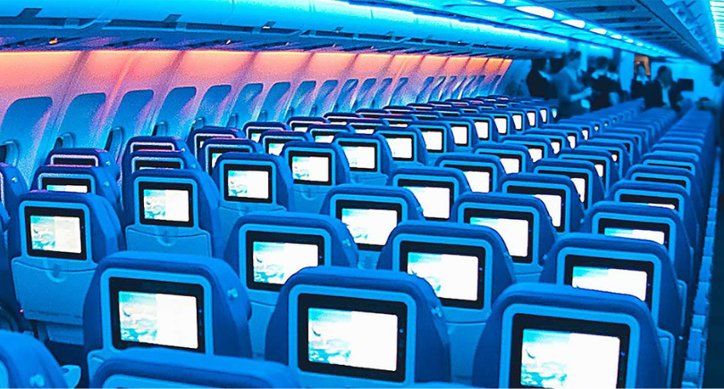 Aircraft cabin highlights digital MRO and reverse-engineered interior components.