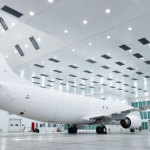 Aircraft inside FL Technics Indonesia's new painting hangar in Bali.