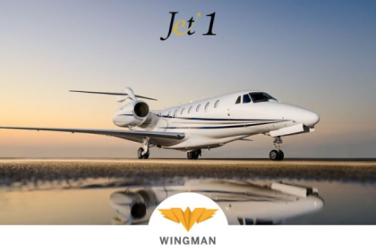 Jet 1 Charter aircraft displayed after renewing WYVERN WINGMAN certification.