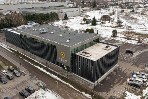 Aerial view of J&C Aero’s facility in Vilnius, Lithuania, acquired by SETNA to expand aircraft cabin MRO services.
