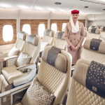 Emirates Premium Economy cabin after widebody aircraft cabin retrofit programme.