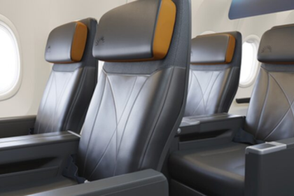 Allegiant premium aircraft seats arranged in a two-by-two cabin layout.