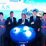Malaysia Airlines team promotes new Busan route at an event.