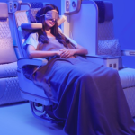 Emirates Premium Economy seat with privacy screen