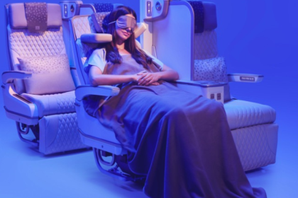 Emirates Premium Economy seat with privacy screen