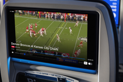 United Airlines Starlink-enabled seatback entertainment system