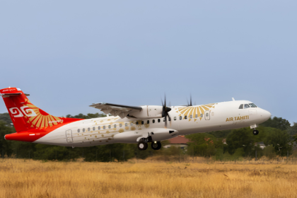 Air Tahiti ATR 72-600 aircraft featuring a distinctive Polynesian livery.
