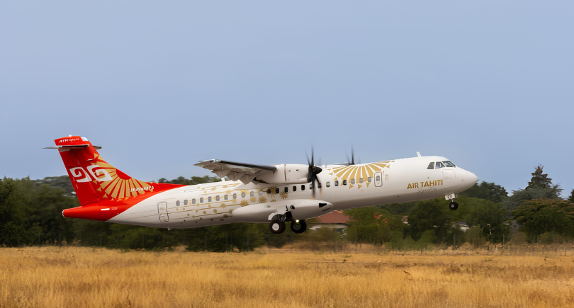 Air Tahiti ATR 72-600 aircraft featuring a distinctive Polynesian livery.