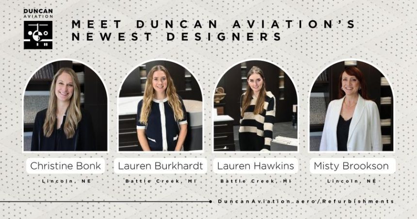 Duncan Aviation aircraft interior design team developing customised cabin refurbishment concepts for business aircraft.