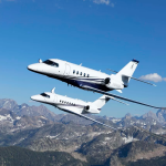 Cessna Citation Longitude business jet with Gogo Galileo HDX satellite connectivity, offering high-speed internet through Eutelsat’s OneWeb network.