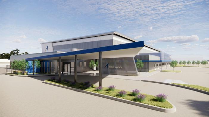 Ocean Aviation’s planned private aviation campus at Miami Executive Airport featuring an FBO terminal, aircraft hangars and supporting infrastructure